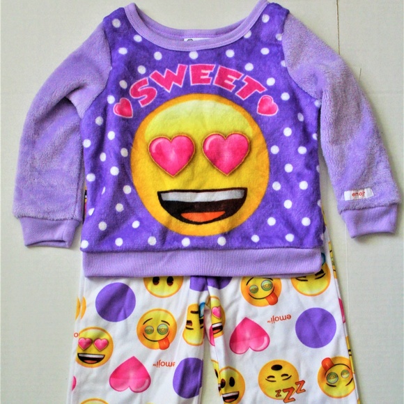 Little Girls Emoji Pajama Set - Picture 1 of 2